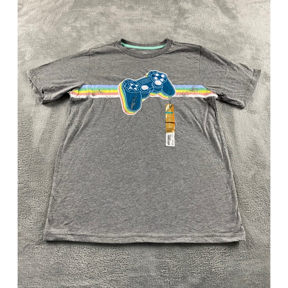 Thereabouts Kids Grey Gamer Graphic Tee Shirt Short Sleeve Size L 14/16‎ NWT